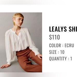Sezane Lealys Shirt Ecru - Size 10
